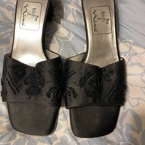 Nina Black Beaded Flats